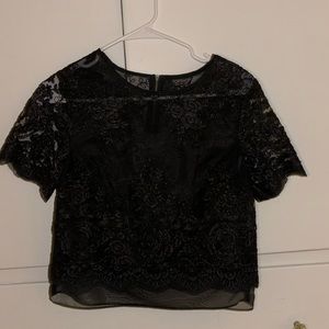 Black floral design top shop top size 4